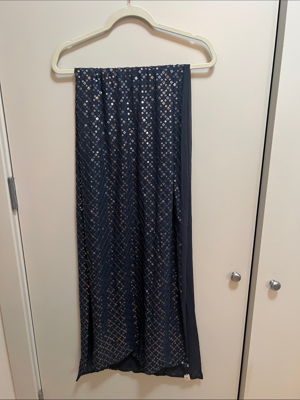 Navy Sequin Extra Long Scarf , Shawl and - Elegant Evening Look Approx 84”
